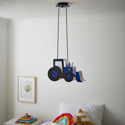 Litecraft Blue Tractor Glow Kids Ceiling Pendant