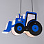 Litecraft Blue Tractor Glow Kids Ceiling Pendant