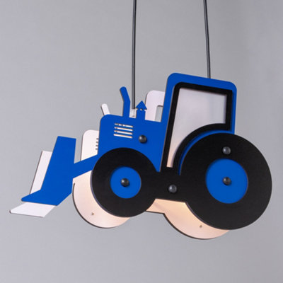 Litecraft Blue Tractor Glow Kids Ceiling Pendant