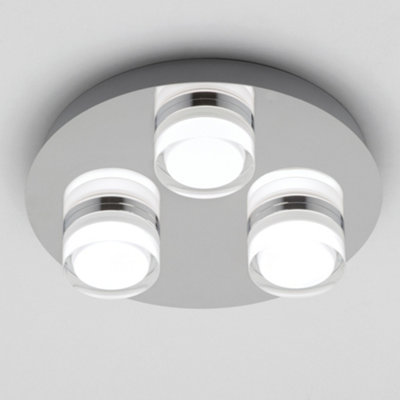 Litecraft Bolton Chrome 3 Light LED Bathroom Ceiling Spotlight Plate