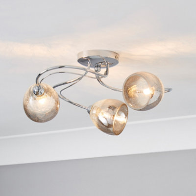 Litecraft Brent Silver 3 Arm Swirl Ceiling Light