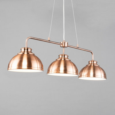 Litecraft Brooklyn Rose Gold 3 Light Industrial Ceiling Pendant Bar