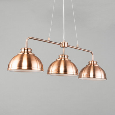 Litecraft Brooklyn Rose Gold 3 Light Industrial Ceiling Pendant Bar