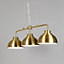 Litecraft Brooklyn Satin Brass 3 Light Industrial Ceiling Pendant Bar