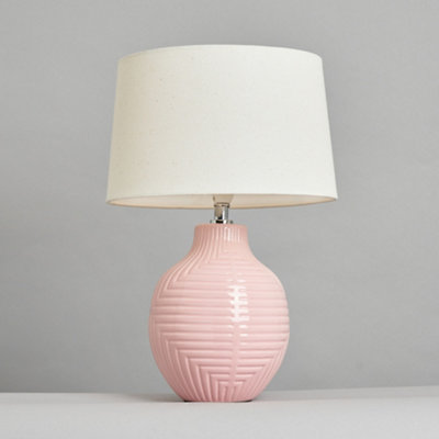 Litecraft Ceramic Pink Rustic Embossed Table Lamp