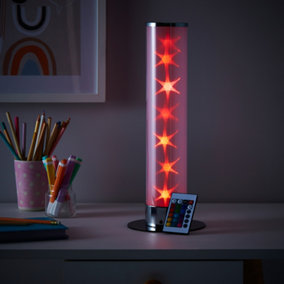 Litecraft Chrome Galaxy Glow Kids LED Cylinder Table Lamp