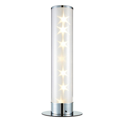 Litecraft Chrome Galaxy Glow Kids LED Cylinder Table Lamp
