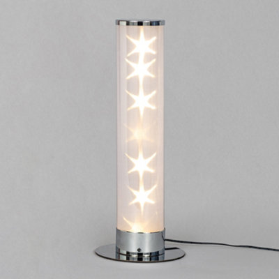 Litecraft Chrome Galaxy Glow Kids LED Cylinder Table Lamp