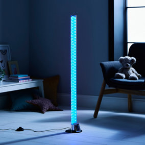 Litecraft Chrome RGB LED Cylinder Shimmer Glow Kids Floor Lamp