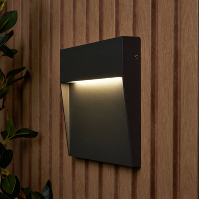 Litecraft Ciar Anthracite 16cm Square LED Outdoor Guide Wall Light