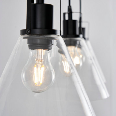 Litecraft Clara 3 Light Ceiling Pendant Bar - Matte Black