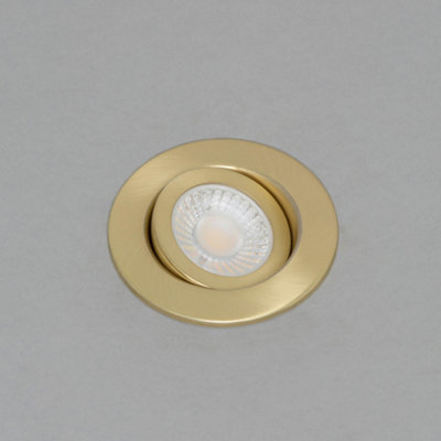 Litecraft COB LED Satin Brass Adjustable Colour Changing Bathroom Downlight
