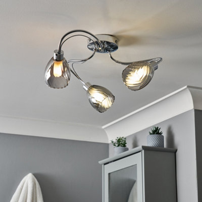 Litecraft Cora Chrome 3 Arm Tangle Bathroom Flush Ceiling Light | DIY ...