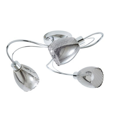 Litecraft Cora Chrome 3 Arm Tangle Bathroom Flush Ceiling Light