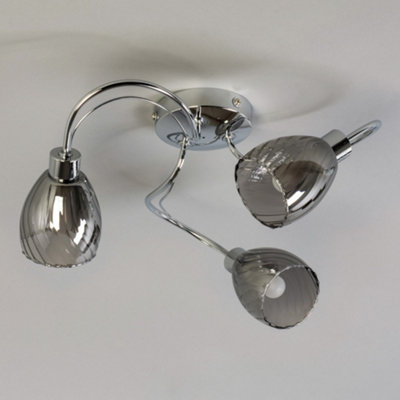Litecraft Cora Chrome 3 Arm Tangle Bathroom Flush Ceiling Light