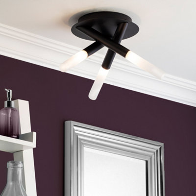 Litecraft Cross Black 3 Lamp Bathroom Ceiling Light at B&Q