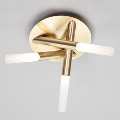Litecraft Cross Brass 3 Lamp Bathroom Ceiling Light