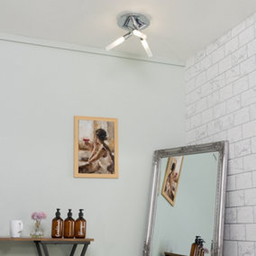 Litecraft Cross Chrome 3 Lamp Bathroom Ceiling Light