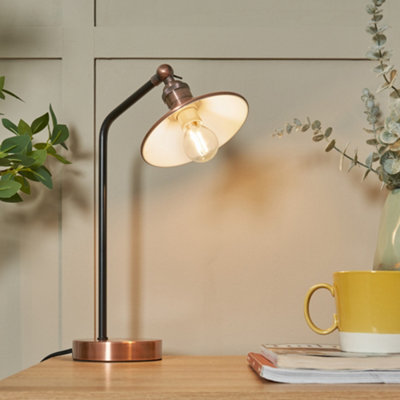 Litecraft Danica 1 Light Antique Copper Industrial Style Table Lamp