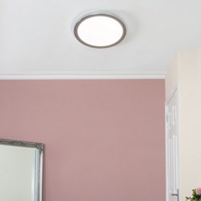 Litecraft Darly Chrome 1 Lamp Modern Bathroom 24W LED Flush Ceiling Light