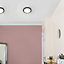 Litecraft Darly Satin Black 1 Lamp Modern Bathroom 12W LED Flush Ceiling Light