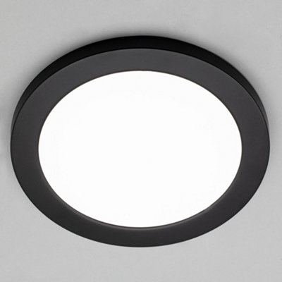 Litecraft Darly Satin Black 1 Lamp Modern Bathroom 18W LED Flush Ceiling Light