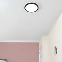 Litecraft Darly Satin Black 1 Lamp Modern Bathroom 24W LED Flush Ceiling Light