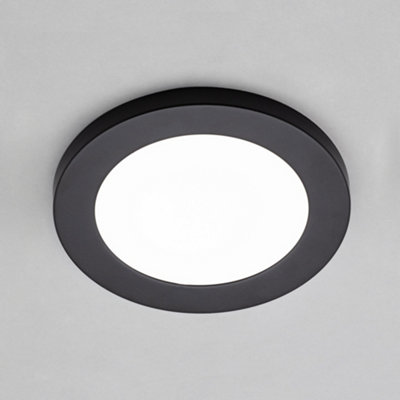 Litecraft Darly Satin Black 1 Lamp Modern Bathroom 6W LED Flush Ceiling Light