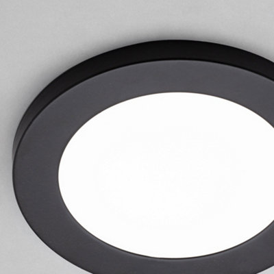 Litecraft Darly Satin Black 1 Lamp Modern Bathroom 6W LED Flush Ceiling Light