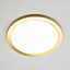 Litecraft Darly Satin Brass 1 Lamp Modern Bathroom 24W LED Flush Ceiling Light