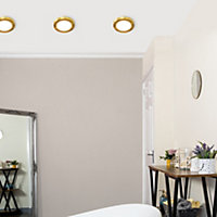 Litecraft Darly Satin Brass 1 Lamp Modern Bathroom 6W LED Flush Ceiling Light