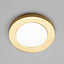 Litecraft Darly Satin Brass 1 Lamp Modern Bathroom 6W LED Flush Ceiling Light