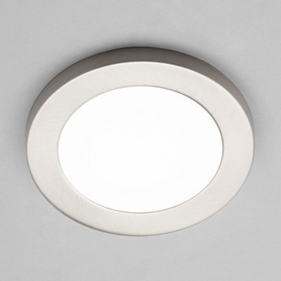 Litecraft Darly Satin Nickel 1 Lamp Modern Bathroom 12W LED Flush Ceiling Light