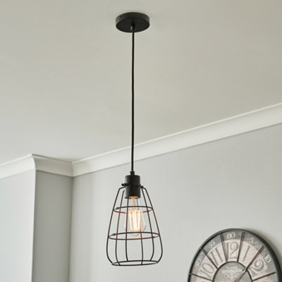 Litecraft Drax Bronze Cage 1 Light Ceiling Pendant