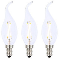 Litecraft E14 2W Pack of 3 Warm White Vintage Filament Candle LED Light Bulbs