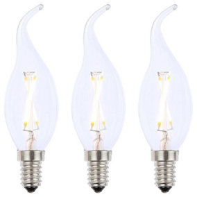 Litecraft E14 2W Pack of 3 Warm White Vintage Filament Candle LED Light Bulbs