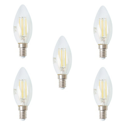 Litecraft E14 4W Pack of 5 Cool White Vintage Candle Light Bulbs