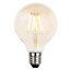 Litecraft E27 4W Pack of 3 Gold Tint Warm White Vintage Filament Globe LED Light Bulbs