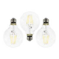 Litecraft E27 4W Pack of 3 Warm White Vintage Filament Globe LED Light Bulbs