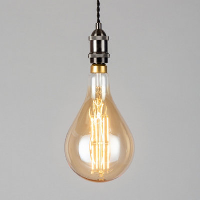 Litecraft E27 6W Amber Warm White Vintage Filament Pear Oversized LED Light Bulb