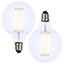 Litecraft E27 6W Pack of 2 Warm White Vintage Filament Globe LED Light Bulbs