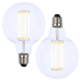 Litecraft E27 6W Pack of 2 Warm White Vintage Filament Globe LED Light Bulbs