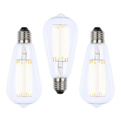 Litecraft E27 6W Pack of 3 Warm White Vintage Filament Tear Drop LED Light Bulbs