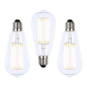 Litecraft E27 6W Pack of 3 Warm White Vintage Filament Tear Drop LED Light Bulbs
