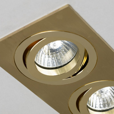 Litecraft Evra Brass Double Rectangle Adjustable Recessed Downlighter