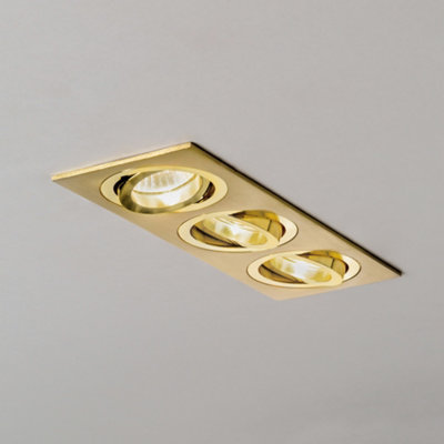 Litecraft Evra Brass Triple Rectangle Adjustable Recessed Downlighter