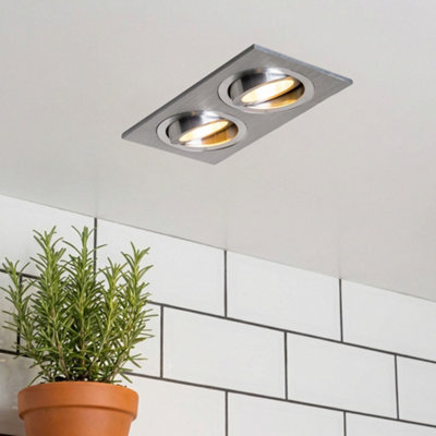 Litecraft Evra Silver Double Rectangle Adjustable Recessed Downlighter