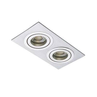 Litecraft Evra Silver Double Rectangle Adjustable Recessed Downlighter