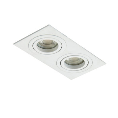 Litecraft Evra White Double Rectangle Adjustable Recessed Downlighter
