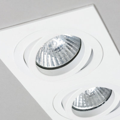 Litecraft Evra White Double Rectangle Adjustable Recessed Downlighter